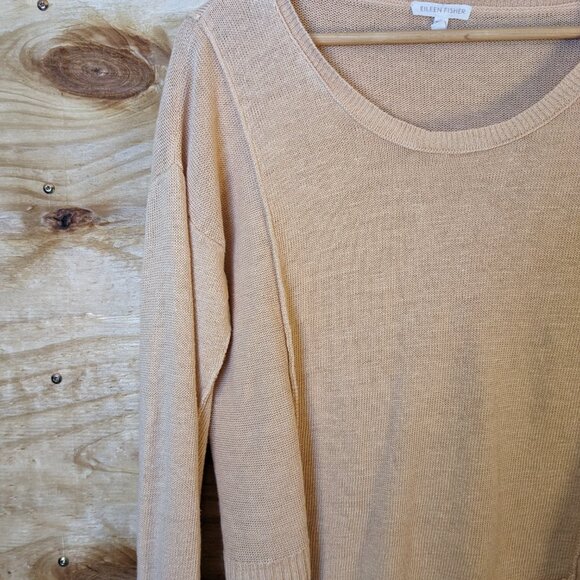 EILEEN FISHER Long Sleeve Shirt Women's Size XS Tan 100% Linen Beige Pullover - Picture 2 of 10